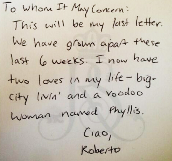 The final letter written by Bobby Boucher's father in The Water Boy.