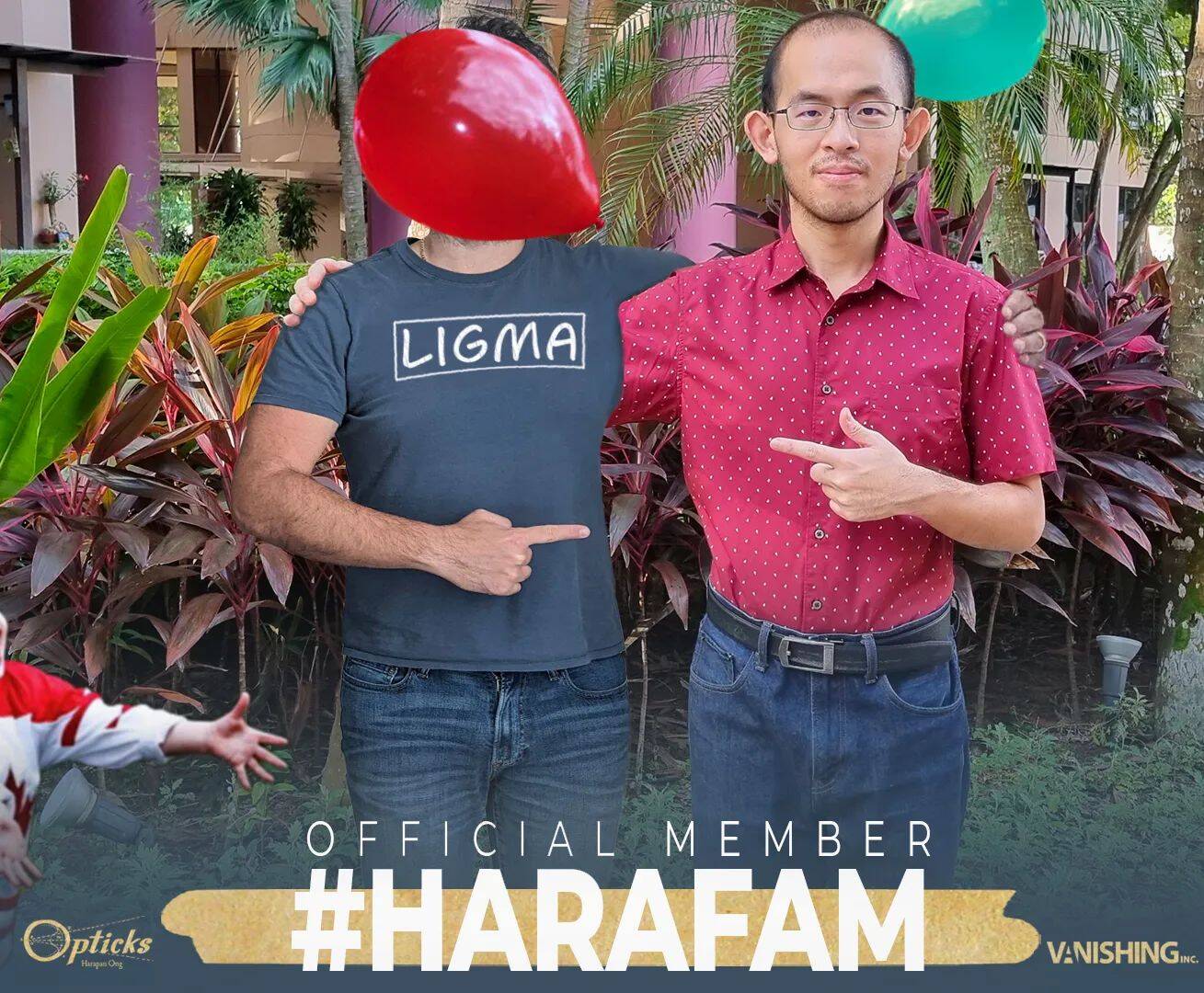 Photoshopped selfie of @gbabbits and Harapan Ong